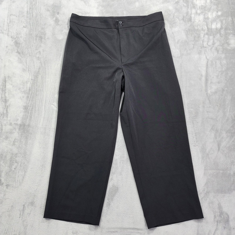 Vintage Northcrest Pants Womens 20W PETITE Black High Rise Double Button Stretch